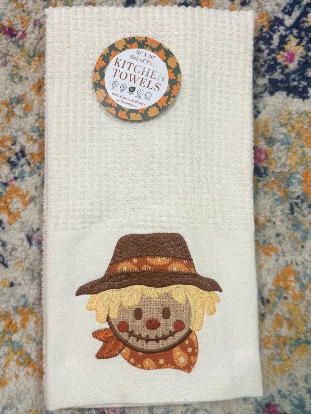 Cotton Scarecrow Kitchen Towels Set of 2 NWT